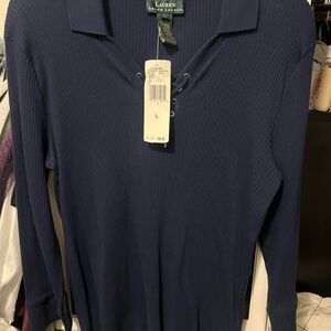 Ralph Lauren Double RL Navy Blue Top Size L New With Tags